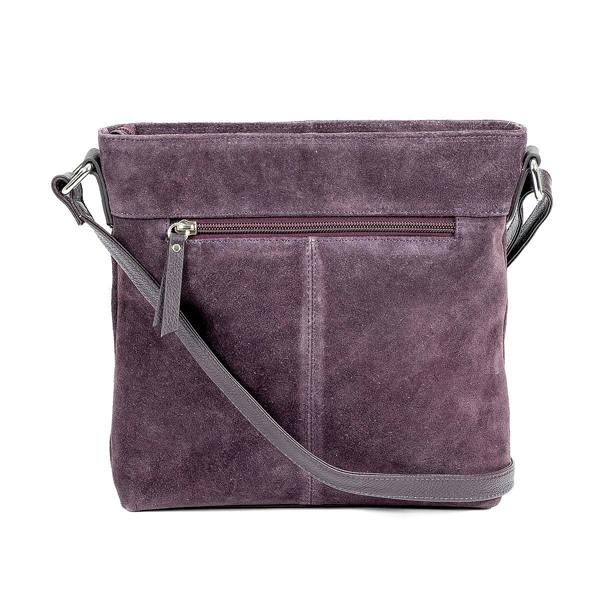 Pia Fine Lines Purple Suede Leather Cross-Body Bag