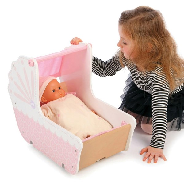 Tidlo Wooden 3 In 1 Dolls Pram Including Liftable Roof & Easy Grip Handles