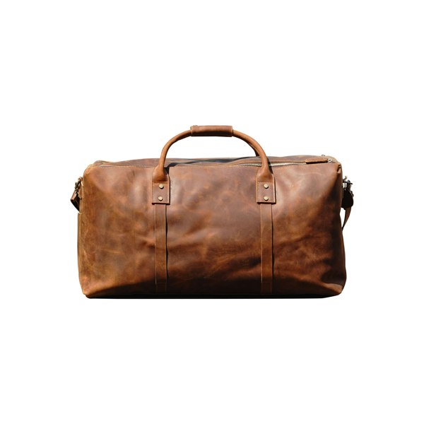 Touribag Genuine Leather Holdall Luggage Bag - Brown