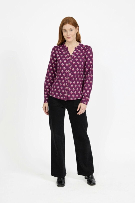 Mudflower Leaf Print Cotton Shirt