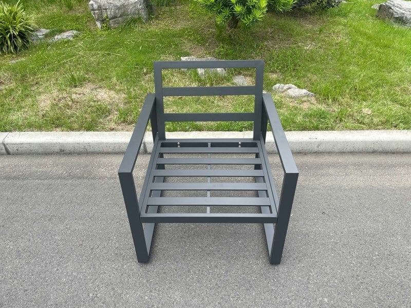 Fimous Aluminum Top 6 Seat Garden Furniture Dining Set Gas Fire Pit Table And Chairs Burner Heater Patio Outdoor Dark Grey
