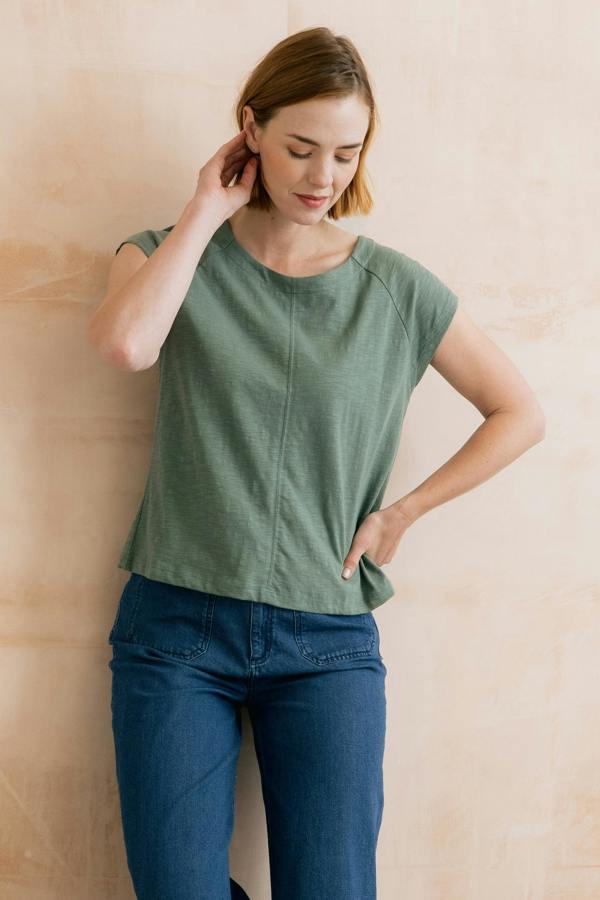 Lily & Me Tidal Organic Cotton T-Shirt Laurel Green