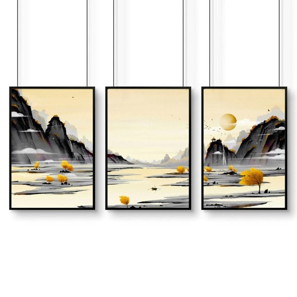 Wall art home office | set of 3 Japanese wall art