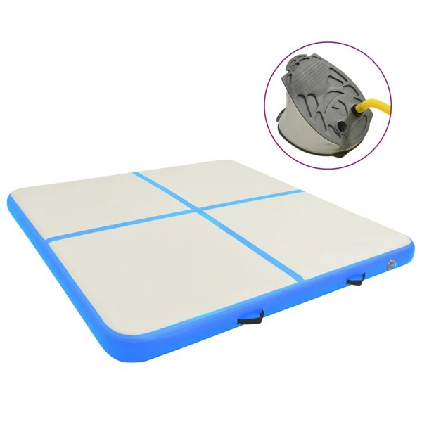 Berkfield Inflatable Gymnastics Mat with Pump 200x200x20 cm PVC Blue