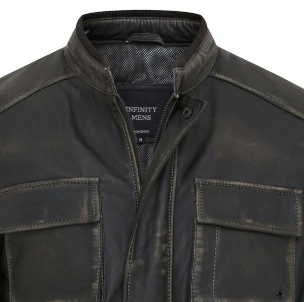 Infinity Leather Mens Vintage Black Leather Safari Jacket - Fagernes