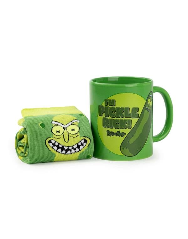 Rick And Morty Mens Green Pickle Rick Mug and Sock Gift Set (One Size)