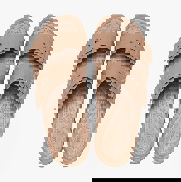 Crocs 207431-2Q9 BROOKLYN BUCKLE LOW WEDGE Womens Sandals Latte