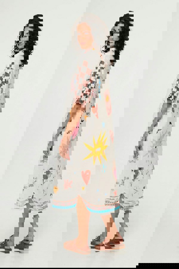 Green | Abstract 1/2 Sleeve Midi Shift Dress