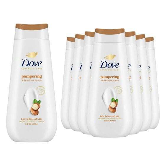Dove Advanced Care Pampering Body Wash 24H Renewing Micromoisture, 8x225ml