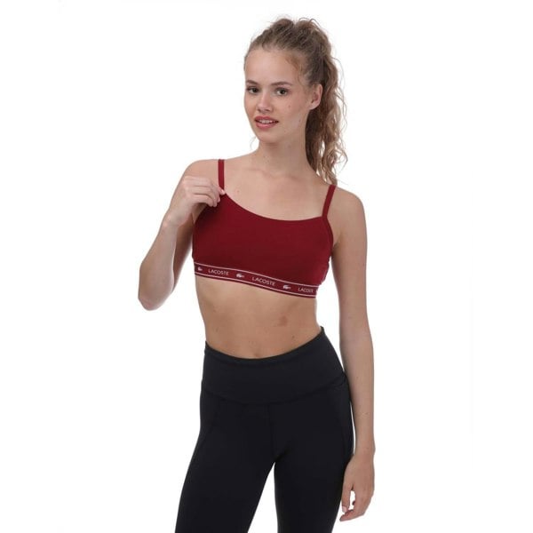 Lacoste Womens Bandeau Sports Bra - Burgundy