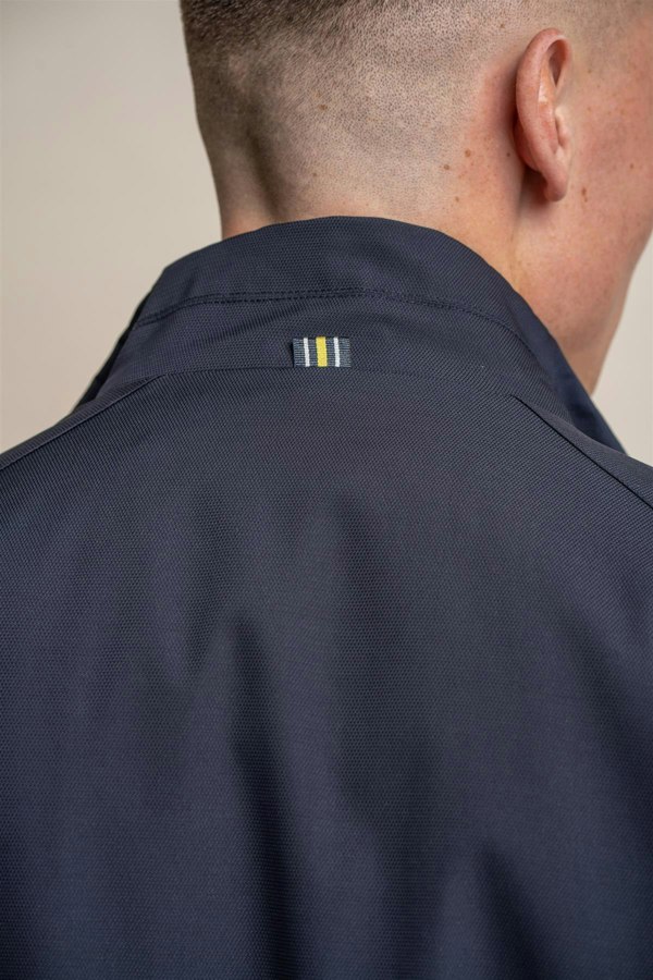 Kasper navy bomber jacket back detail