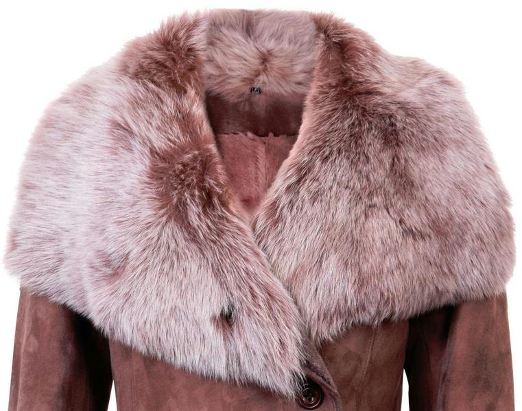 Infinity Leather Womens Suede Merino Shearling Coat with Toscana Collar-Hanoi