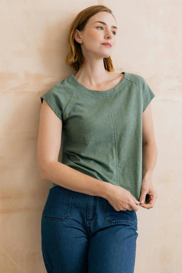Lily & Me Tidal Organic Cotton T-Shirt Laurel Green