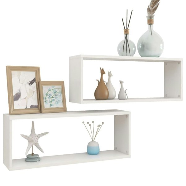 Berkfield Wall Cube Shelf 2 pcs White 60x15x23 cm Engineered Wood