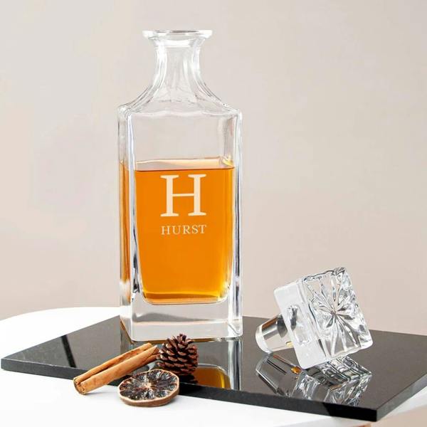 Personalised Classic Monogram Square Decanter - alternative angle