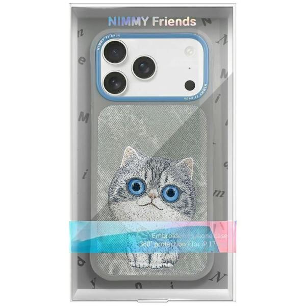 Nimmy Friends Nimmy Big Eye Cute Pet Silver Shaded Cat Case with MagSafe for iPhone Pro 6.3" Grey Blue - N-XDY-IP17-PRO-023