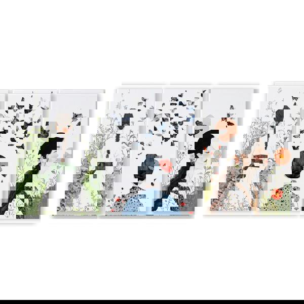 Canvas Pictures For Living Room | Set of 3 Boho Women Wall art Prints