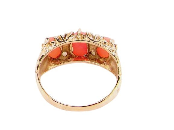 coral and pearl dress ring