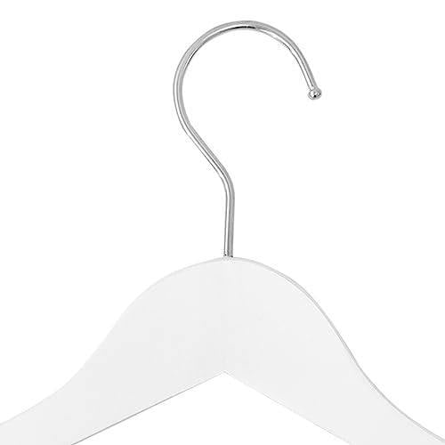 HYGRAD BUILT TO SURVIVE 12 Children's White Wooden Coat Hangers Baby Toddler Clothes 360 Swivel Hook With Clips Kids Clothes Anti Slip