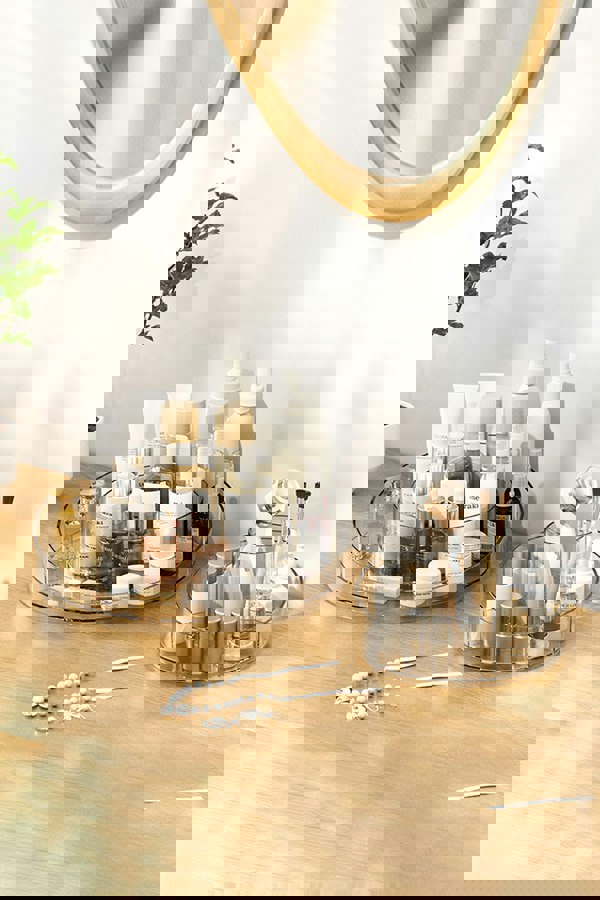 Living and Home Rotating Round Multifunctional Storage Skincare Shelf Desktop Organizer