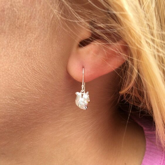 Reeves & Reeves Sterling Silver and Rose Gold Plated Squirrel Nutkin Earrings
