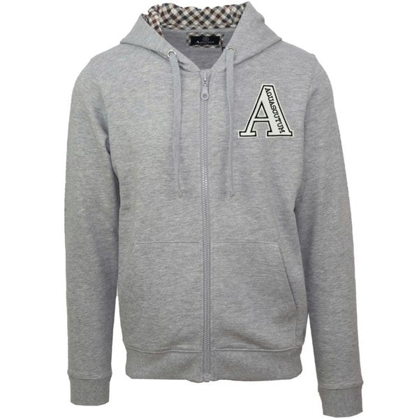 Aquascutum Classic Large A Logo Zip Up Hoodie - Grey