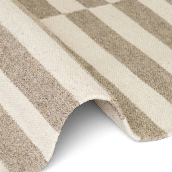 Vika Grey wool rug, striped design, reversible, underfloor heating, hand-woven, easy-care rug.