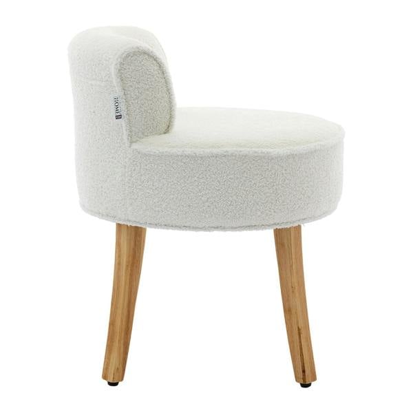 Living and Home Teddy Fleece Dressing Table Stool with Solid Wood Legs