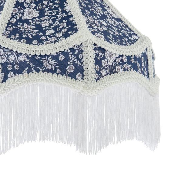 Classic Victorian Empire Lampshade in Navy Blue Cotton with Tassels Image 4