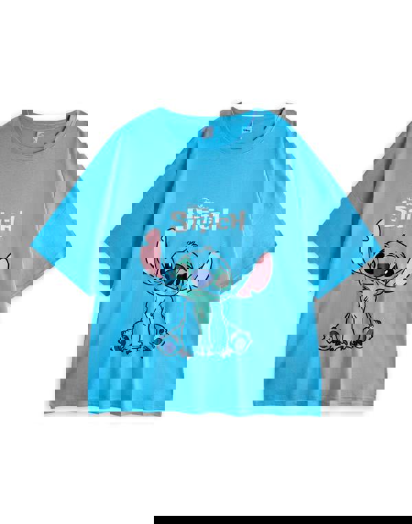 Disney Womens Blue Stitch Short Sleeve Long Leg Pyjama Set