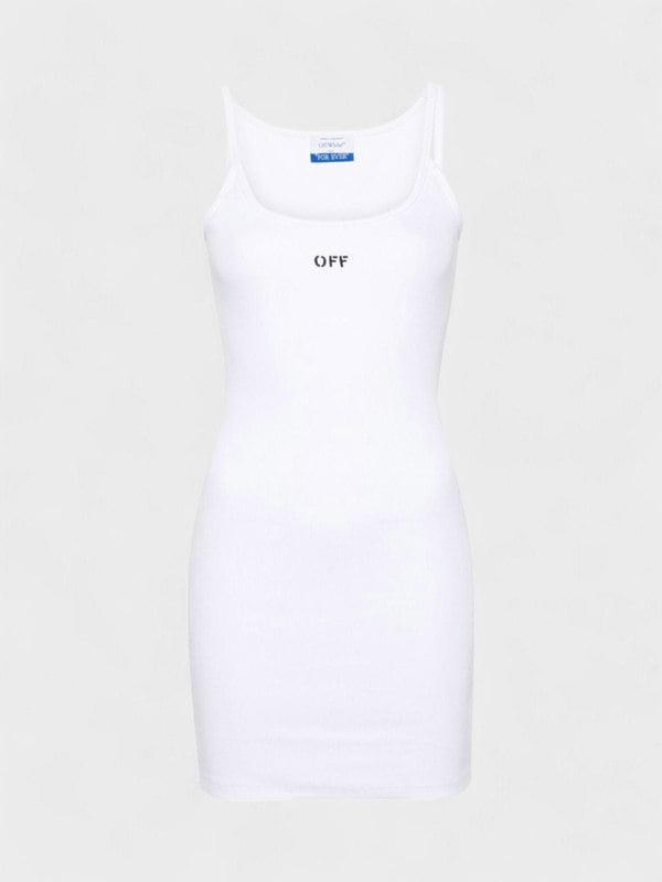 Off - White Off Stamp Rib Basic Tank Dress White - Supplied FashionOff White