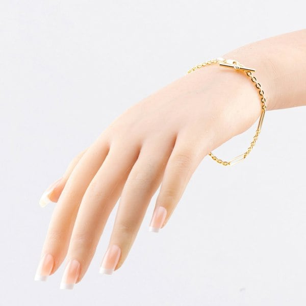 T. H. Baker 9ct Yellow Gold 7.5ch Figaro Chain T-Bar Bracelet HFTC-420-9Y-7.5