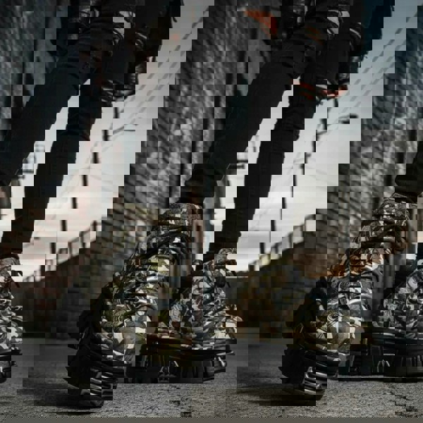 New Rock M-106-C169 Camouflage Leather Gothic Ankle Boots