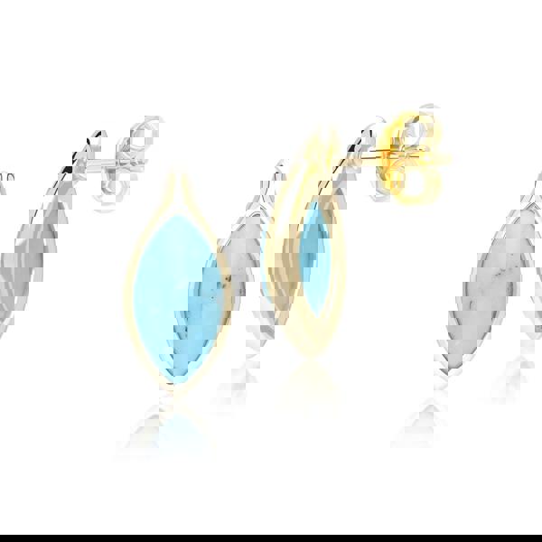 Gemondo Classic Marquise Turquoise Stud Earrings in 9ct Yellow Gold