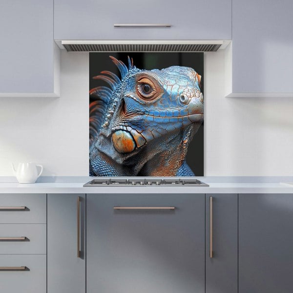 Warren Reed Blue Lizard Glass Kitchen Splashback - 00039