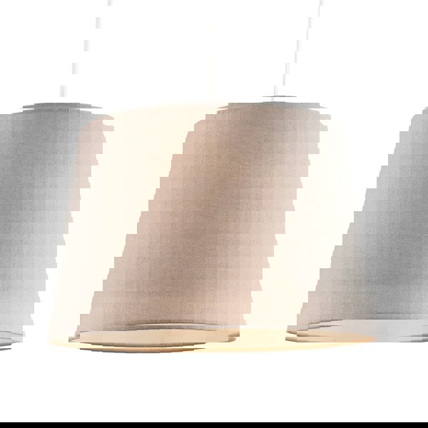 Traditional Dark Taupe Linen Fabric Drum Lampshade with White Inner Image 2