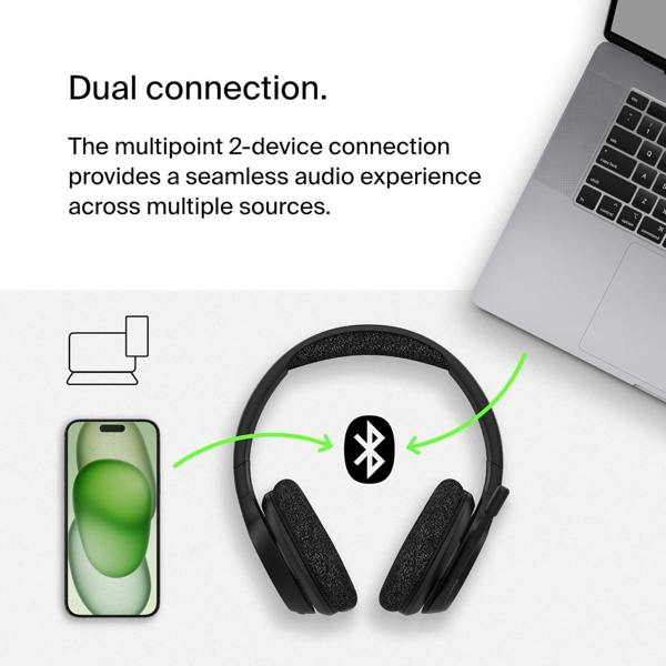 Belkin Soundform Adapt Wireless Over Ear ENC Headset with Boom Mic Black - AUD005btBLK