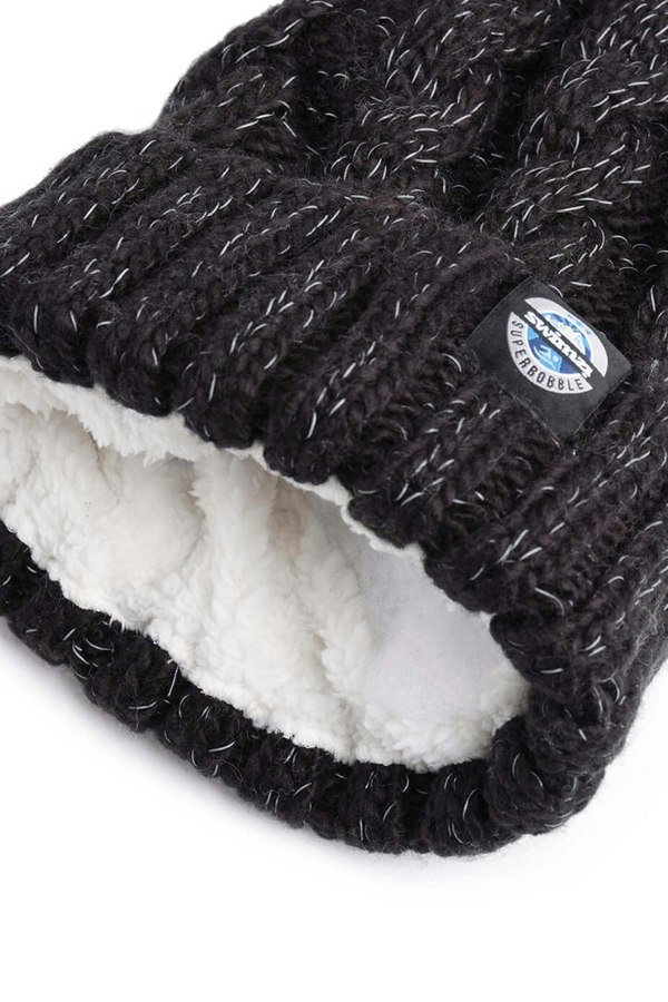 SuperBobble Swimzi Cable Knit Hat - Jet Black