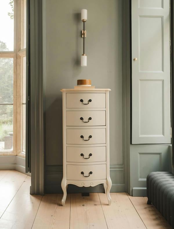 Juliette Tallboy 5 Drawer French Style Bedroom Chest