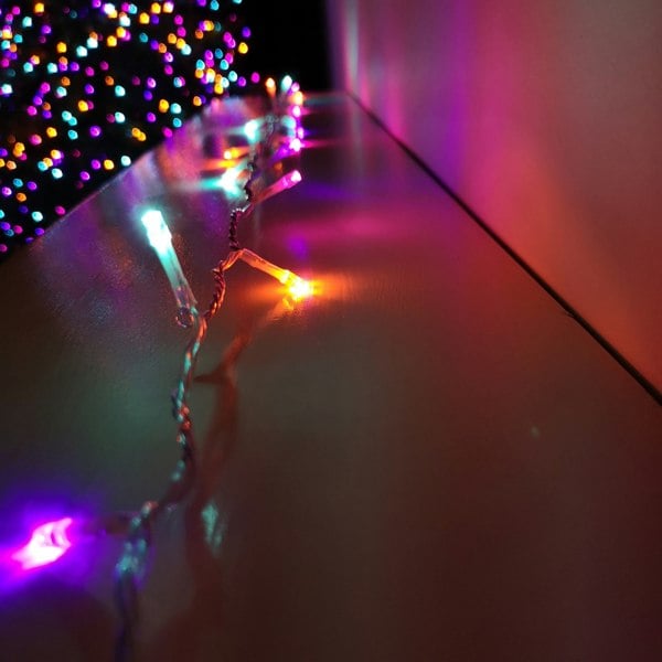 Samuel Alexander 200 LED 16m Premier Christmas Outdoor Multi Function Timer Lights with Clear Cable in Rainbow