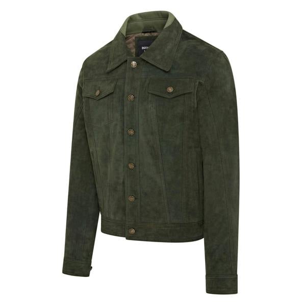 Infinity Leather Mens Trucker Goat Suede Western Leather Jeans Jacket - Yangon