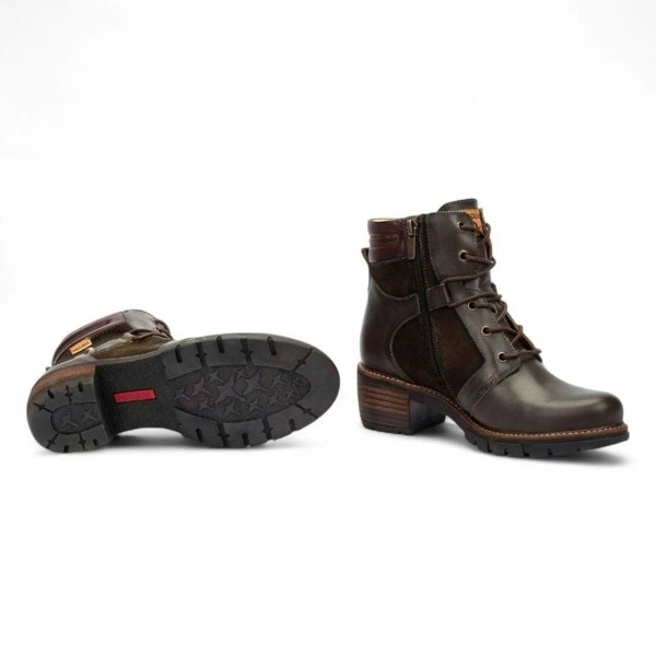 Pikolinos San Sebastia - Women's Forest Brown Leather Ankle Boots