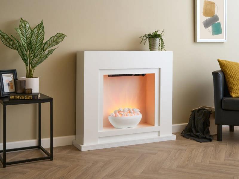 Sureflame Mondrian Electric Fireplace Suite in White