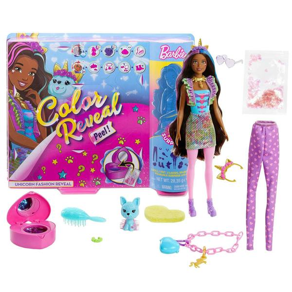 Barbie Colour Reveal Peel Unicorn Doll, 25 Accessories Magical Toy Gift For Kids