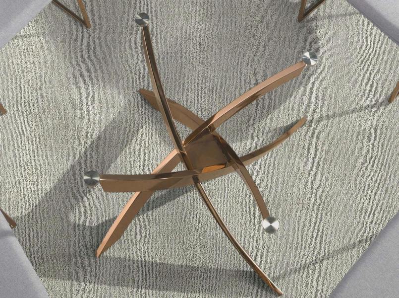 Angel Cerdá Round dining table tempered glass and pink steel 1169