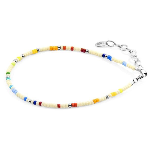 Anchor & Crew Off White - Multicoloured Ellie Silver and Miyoko Glass Bracelet