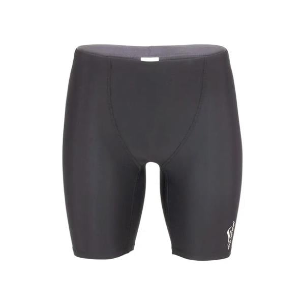 Black Aquafeel boys sporty swim jammer with white logo on leg
