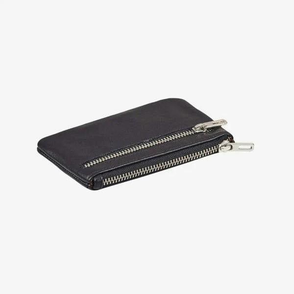 Compact black leather zip coin purse for everyday use