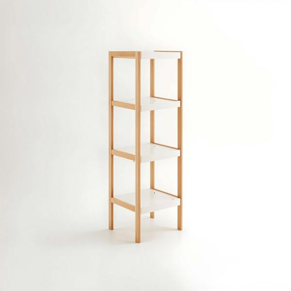 Nostra Four Tiered White And Natural Shelf Unit