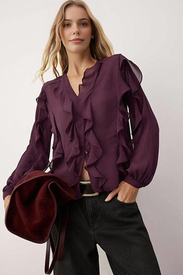 WOVCOR Ruffled Boho Shirt